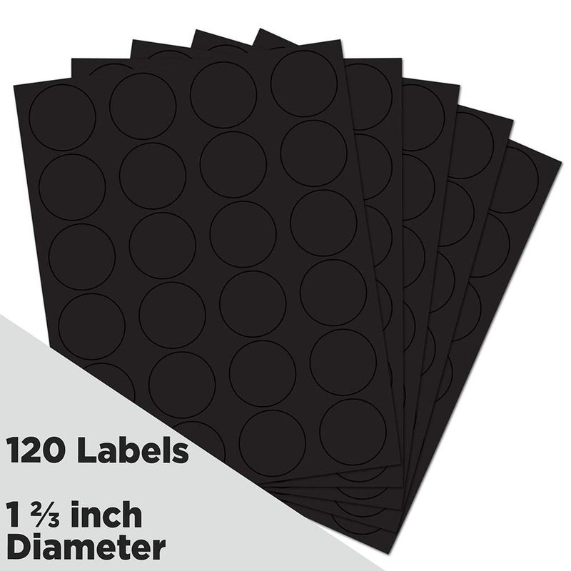 JAM PAPER Circle Label Sticker Seals - 1 2/3 Inch Diameter - Black - 120 Round Labels/Pack - Image 2